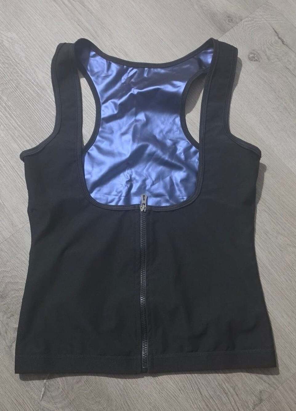 Sauna Vest Zipper Sweat Tank Top Waist Trainer Body Shaper Black Blue